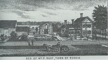 Rust Farmstead, Town of Russia  circa 1879  Image from: History of Herkimer County, 1879 (Yochelson, 1998)