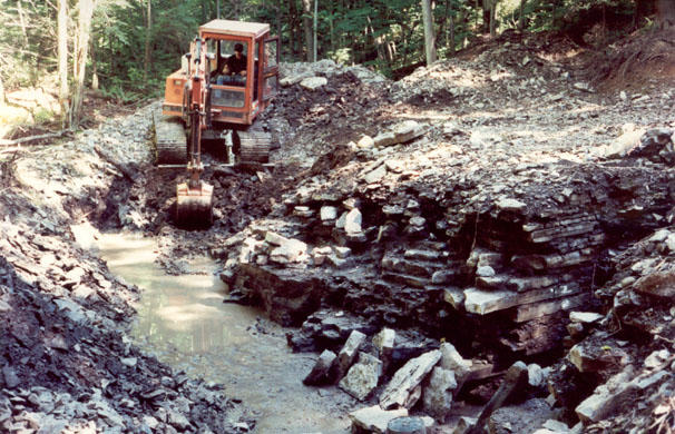 The Walcott-Rust Quarry being re-excavated by Thomas Whiteley in 1990.