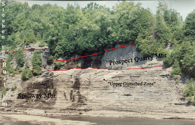 Looking up at Spillway Member and Rust Quarry Beds