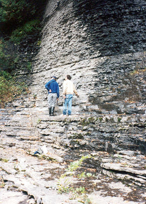 Drs. Carlton E. Brett and Gordon C. Baird Examining West Gorge Wall  Photograph by Tom Whiteley
